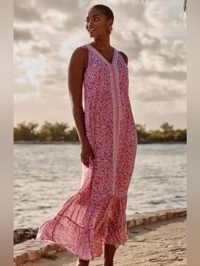 J. Jill Pink Floral Midi Dress